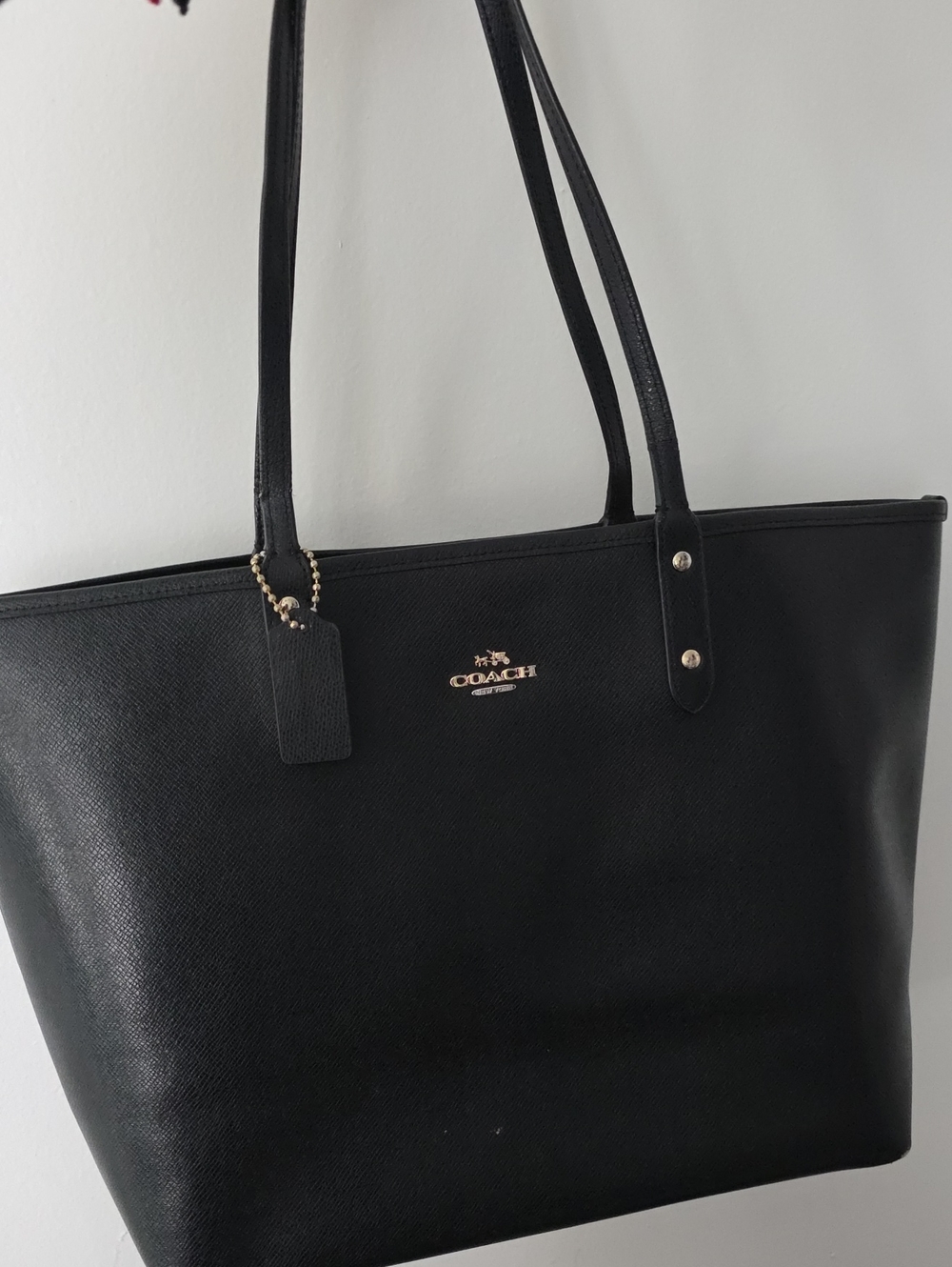 Coach Black Saffiano Leather Tote with Gold Logo